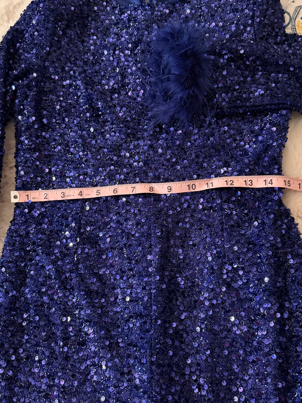 Fashion Nova Sequin Feather Cuff Jumpsuit in Royal Blue - Picture 5 of 7